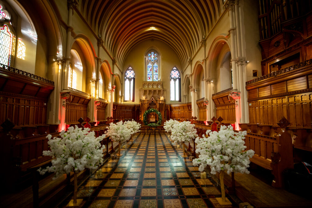 Inside photograph of the beautiful Abbey at a Stanbrook Abbey wedding.